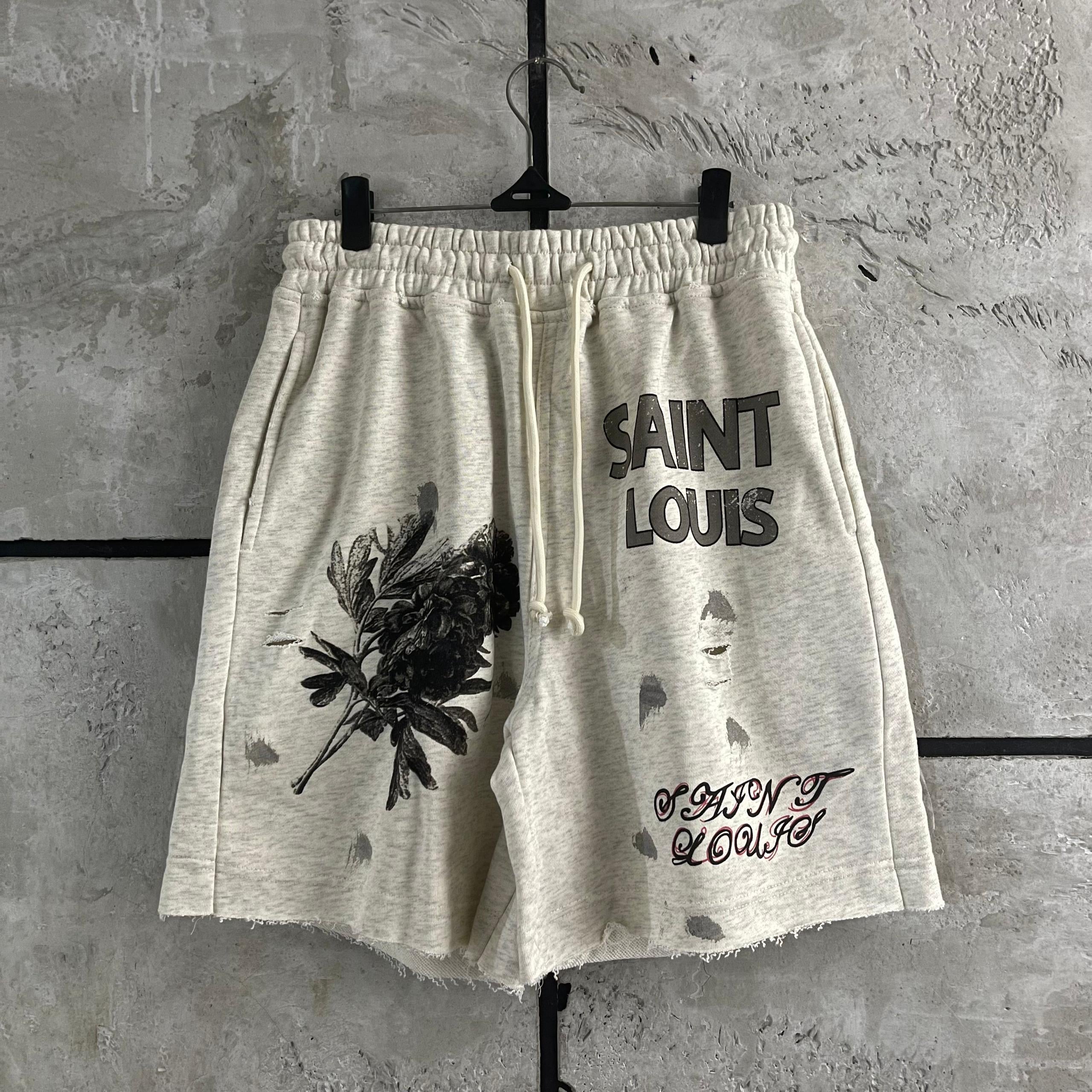 SAINT LOIUS SAINT FLOWER LIGHT GREY SHORTS