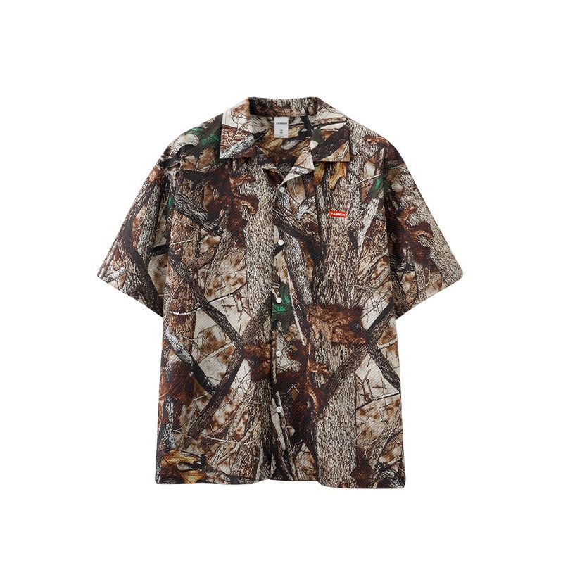 Camouflage-patterned shirt on a white background