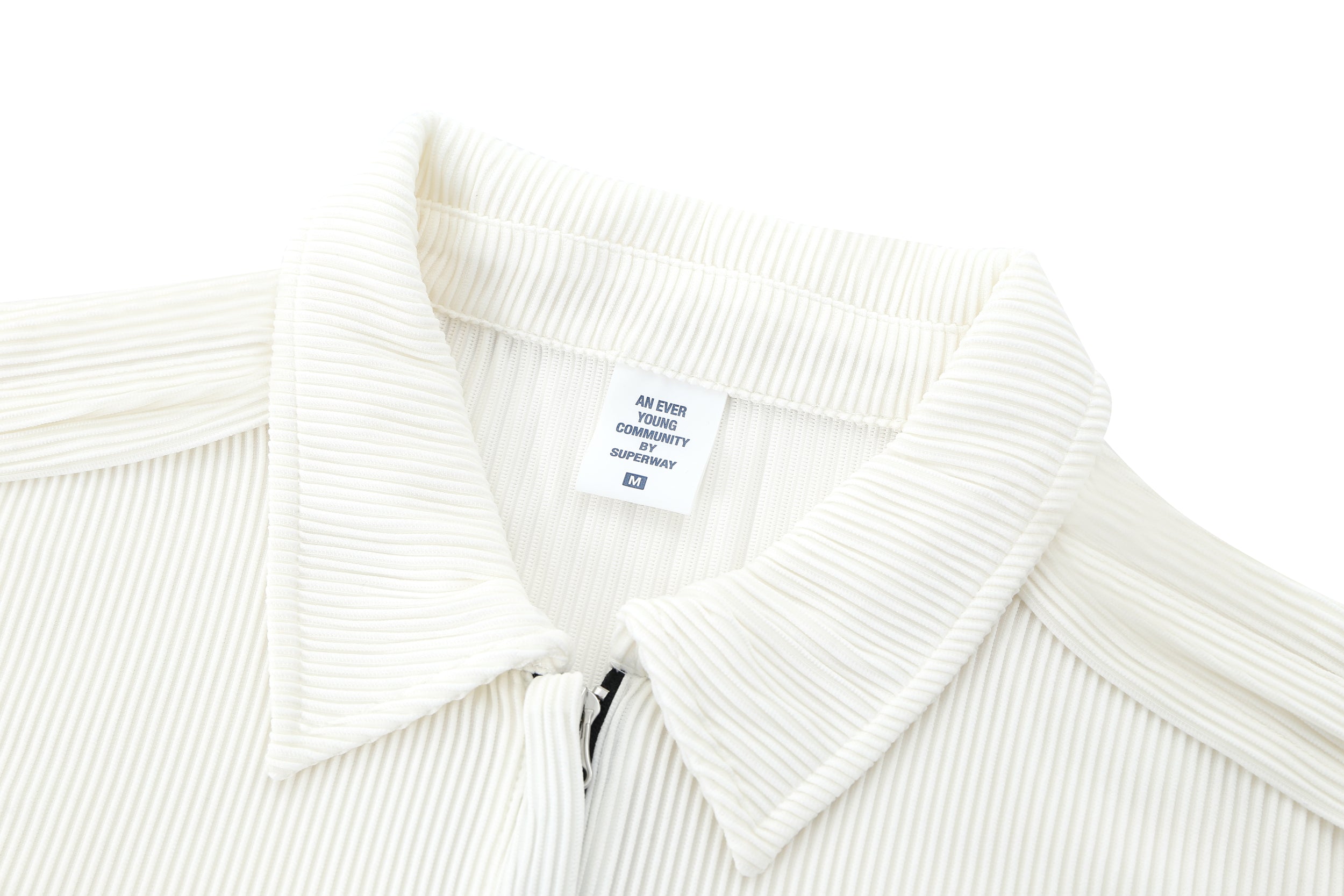 WHITE ZIPPER COLLAR SHIRT
