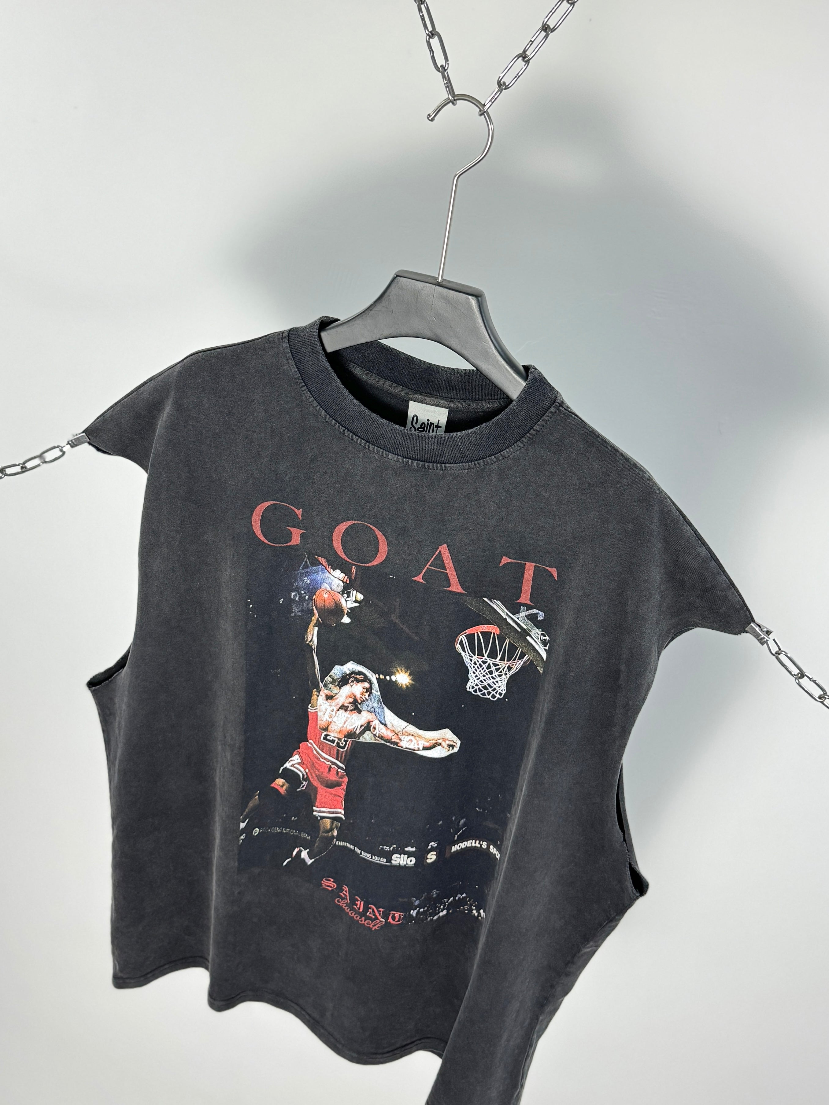 GOAT GRAPHIC MUSCLE TEE- washed black