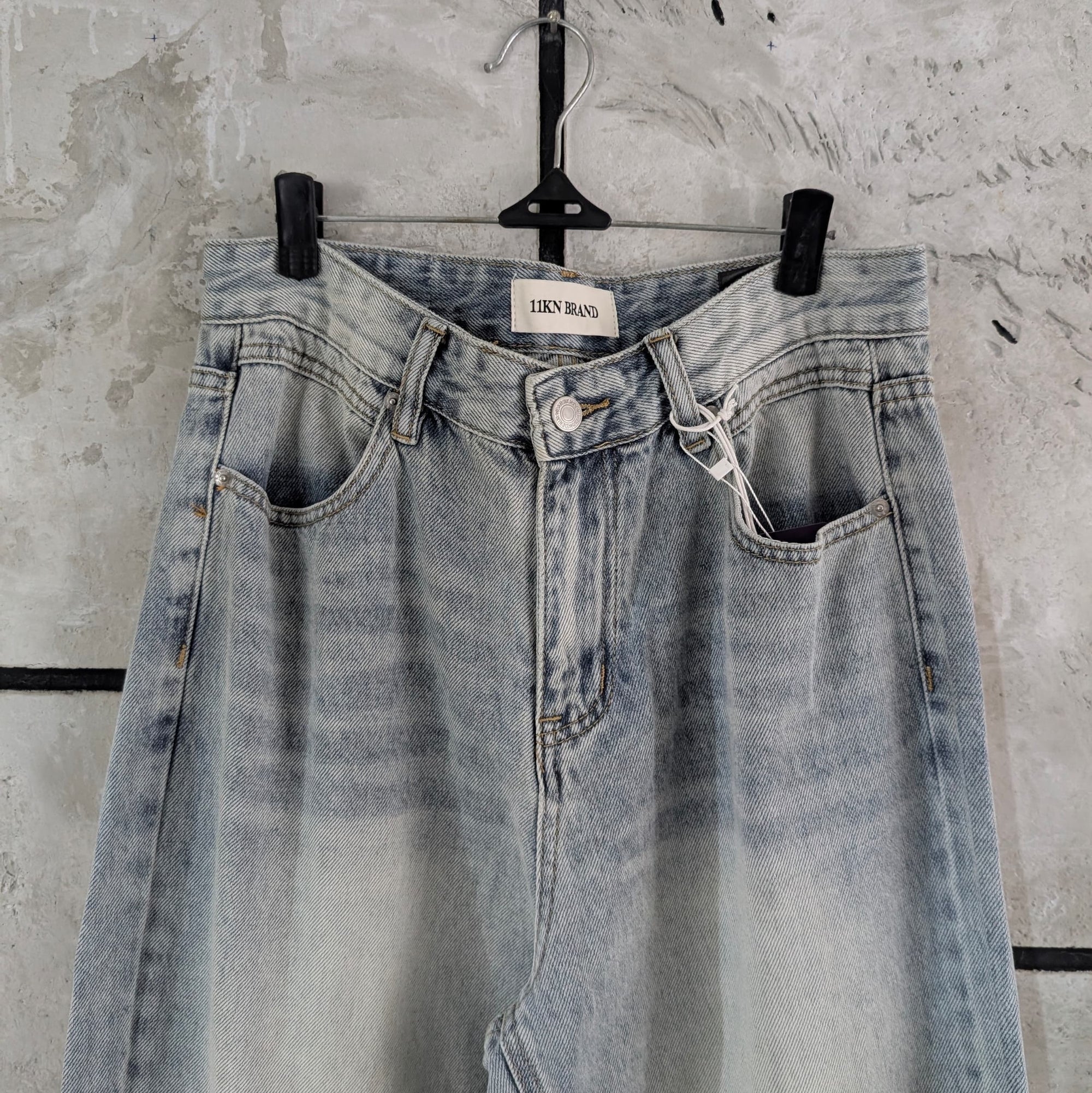 Washed Wide-Leg Denim Pants