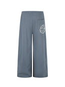 WIDE LEG NAVY SWEATPANTS