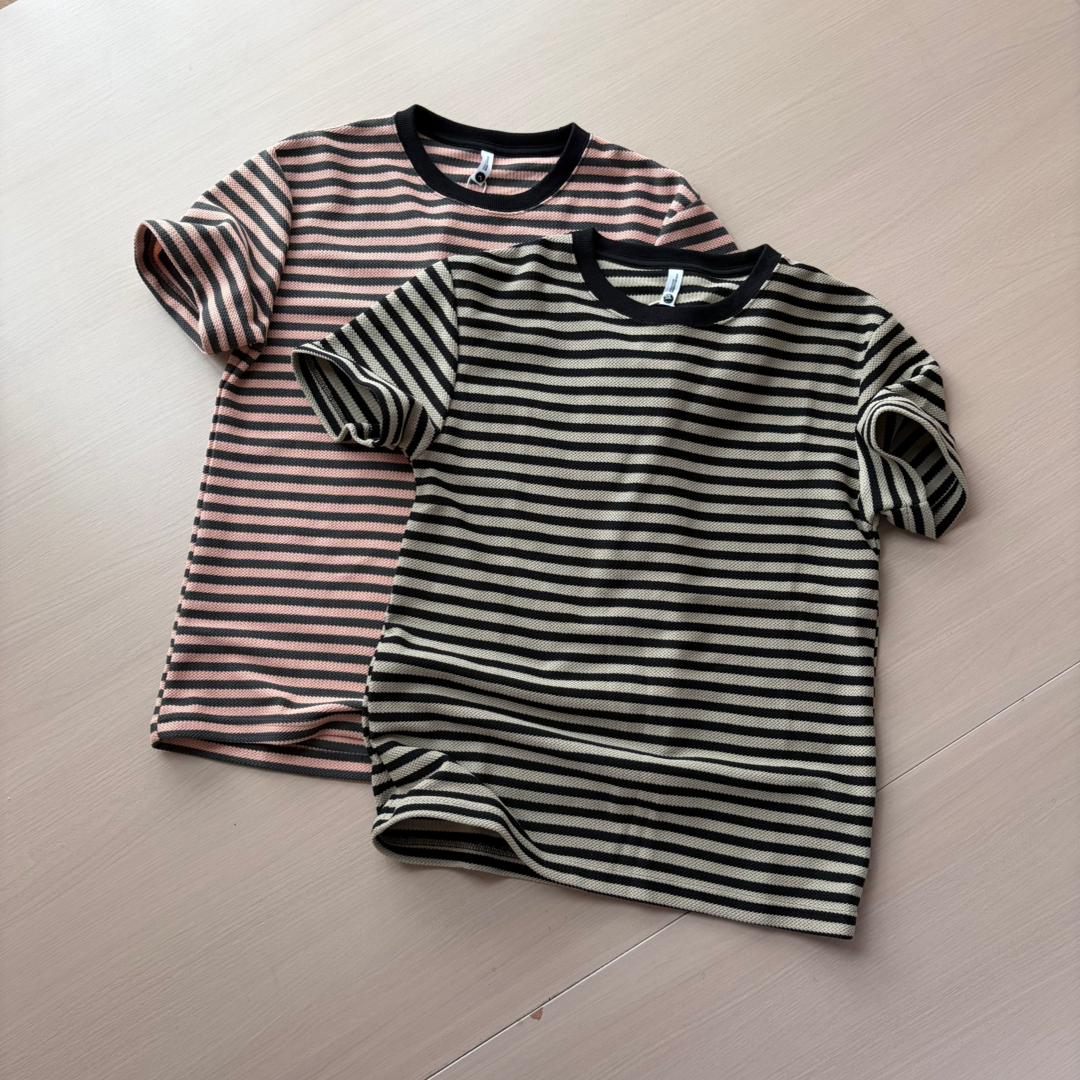 STV PEACH BLACK STRIPED SS TEE