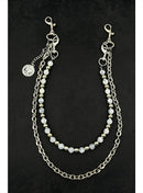 POCKET CHAIN DOUBLE SILVER PEARLS