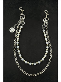 POCKET CHAIN DOUBLE SILVER PEARLS