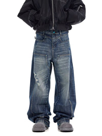 BLUE TACTICAL CARGO JEANS