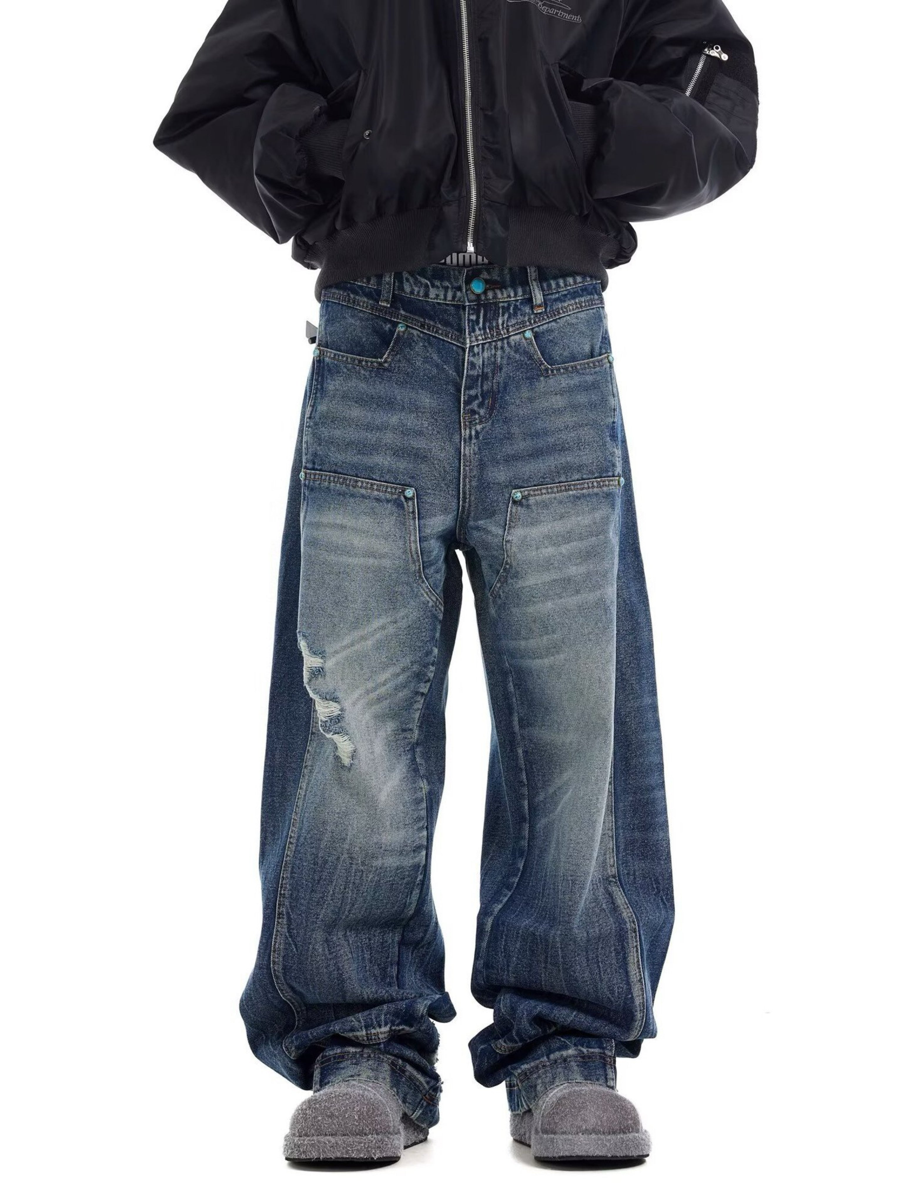 BLUE TACTICAL CARGO JEANS