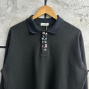 BLACK BUTTONS COLLAR LS TEE