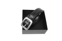 CREST BLACK LEATHER BELT