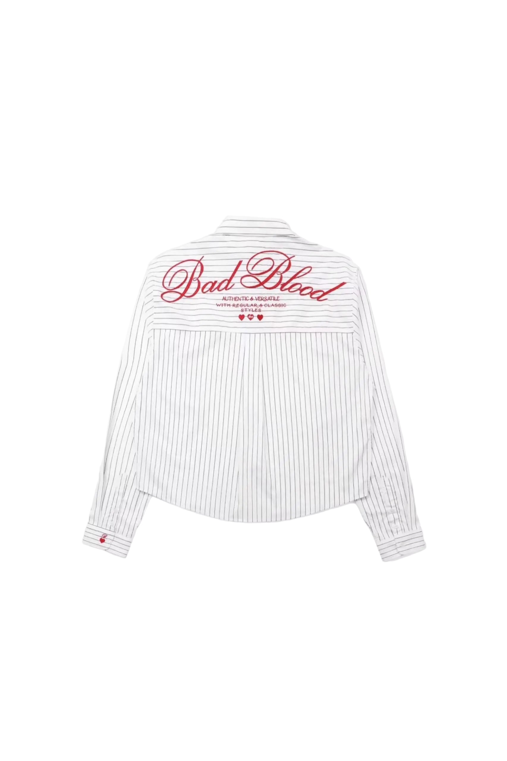 BAD BLOOD STRIPED WHITE & BLACK SHIRT