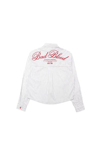 BAD BLOOD STRIPED WHITE & BLACK SHIRT