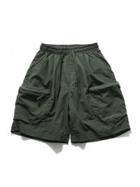 DARK GREEN NYLON SHORTS