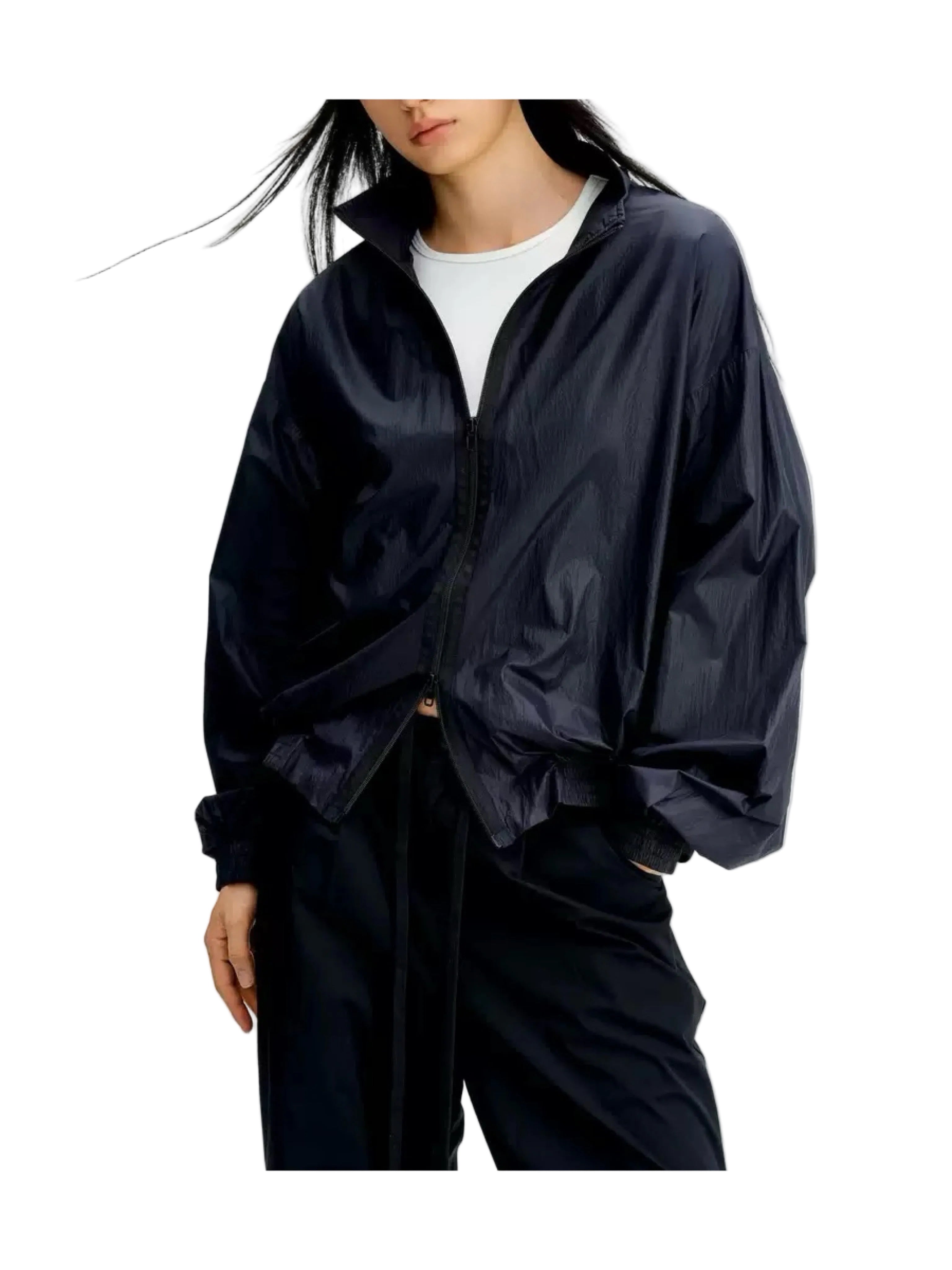 URBAN BLACK NYLON WINDBREAKER