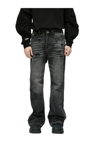 DISTRESSED FLARE BLACK DENIM