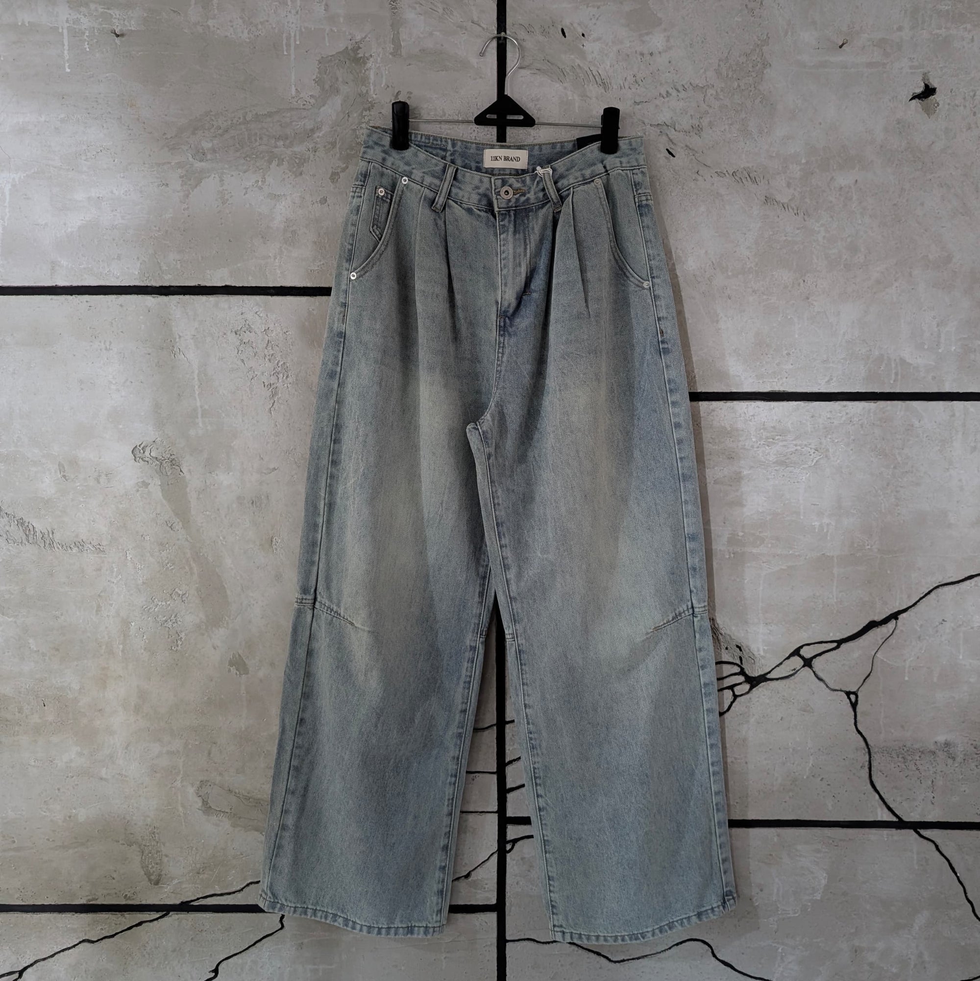 Washed Wide-Leg Denim Pants