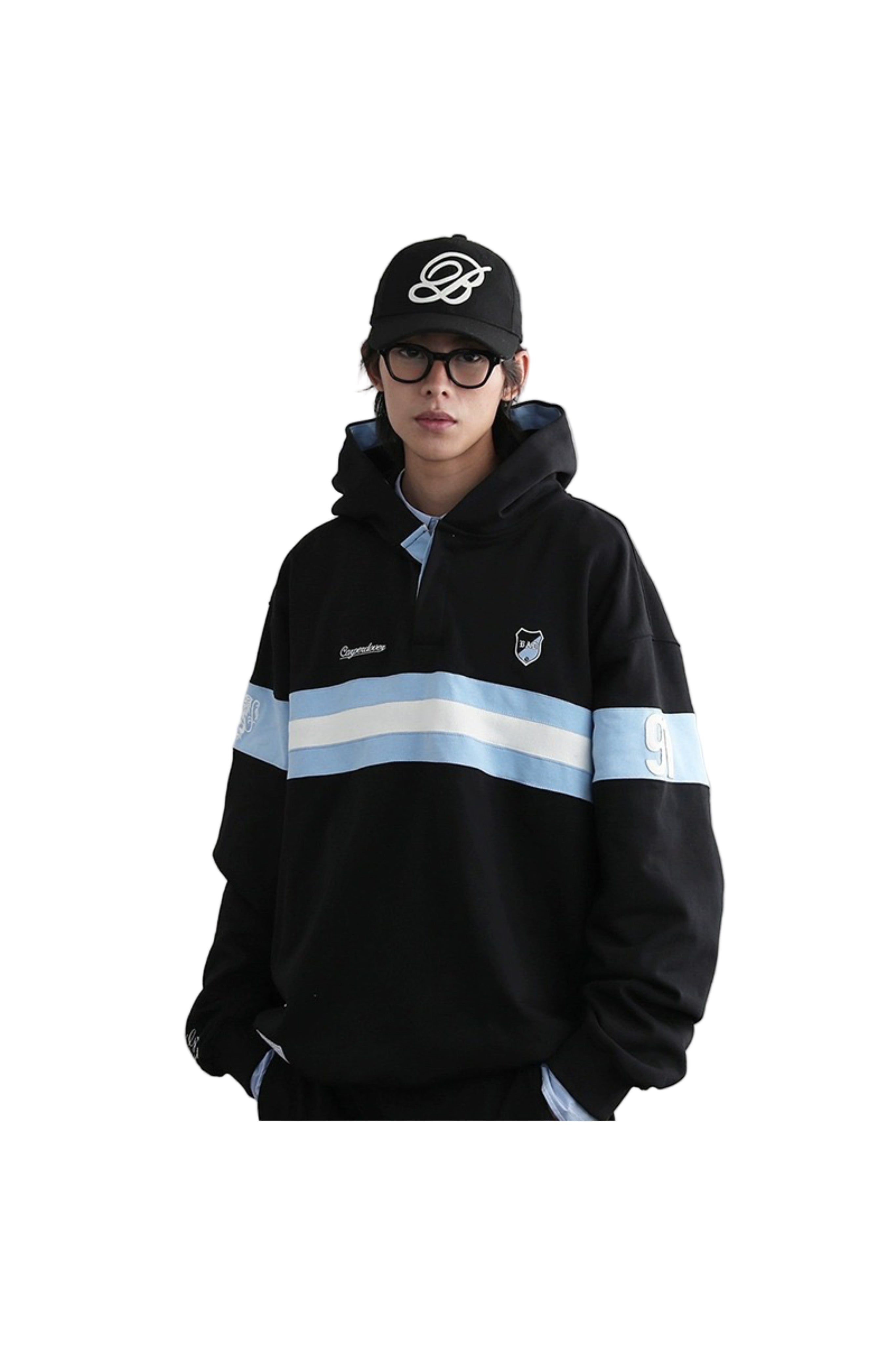 BAD BLOOD 9 LIGHT BLUE STRIPED HOODIE
