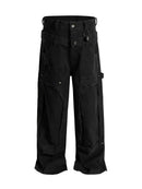 BLACK DISTRESSED UTILITY CARGO JEANS