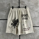 SAINT LOIUS SAINT FLOWER LIGHT GREY SHORTS