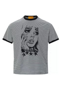 WL STRIPED BLACK GRAPHIC TEE