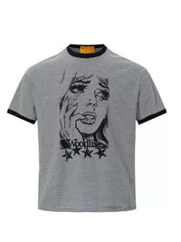 WL STRIPED BLACK GRAPHIC TEE