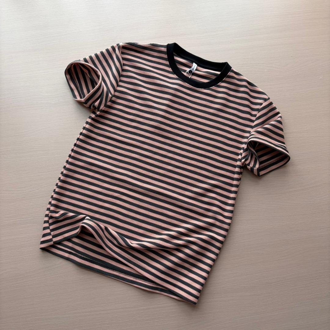 STV PEACH BLACK STRIPED SS TEE