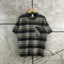 SHADOW STRIPE POCKET TEE – Charcoal & Taupe