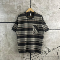 SHADOW STRIPE POCKET TEE – Charcoal & Taupe