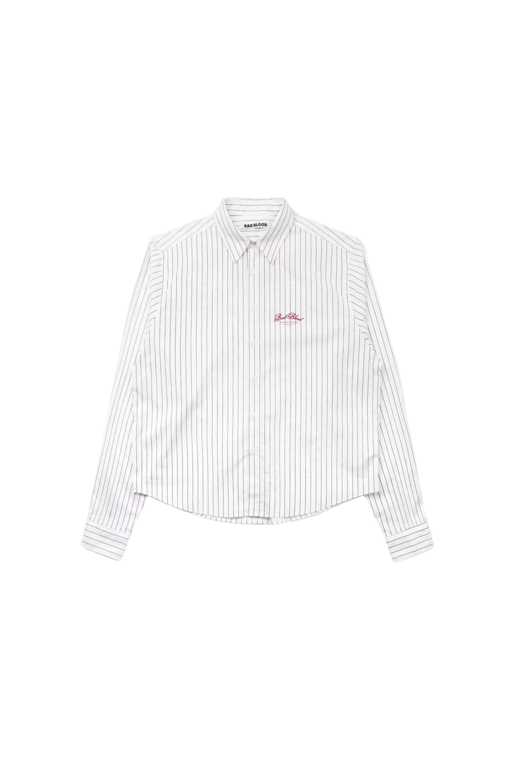 BAD BLOOD STRIPED WHITE & BLACK SHIRT