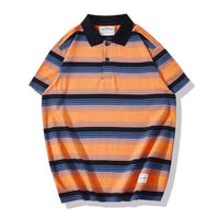 TANGERINE RUGBY STRIPED POLO