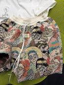 BHITE FACES WOVEN SHORTS
