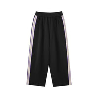 Black pants with white stripes on a white background