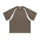 Brown t-shirt with white accents on a white background
