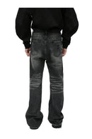 DISTRESSED FLARE BLACK DENIM