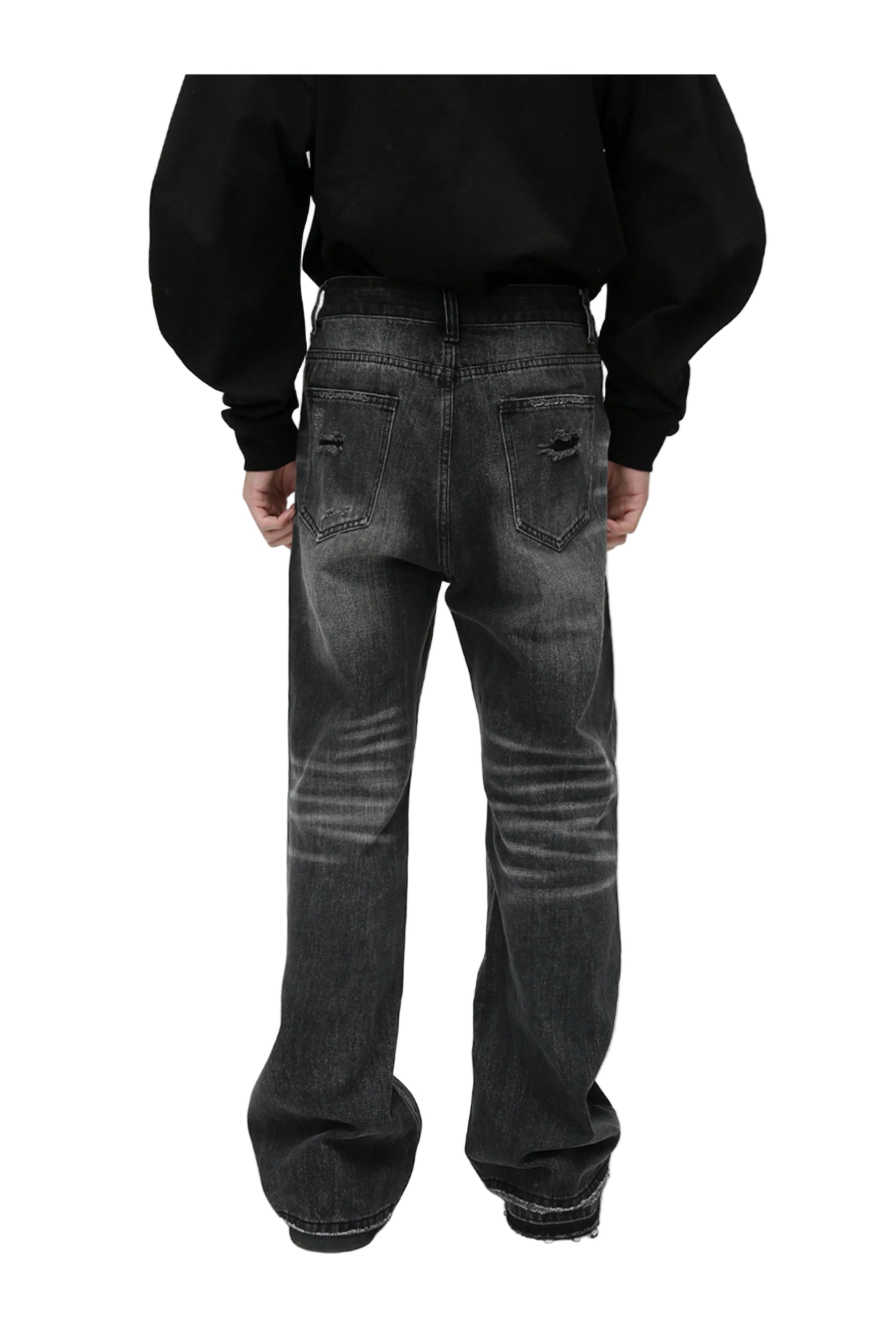 DISTRESSED FLARE BLACK DENIM
