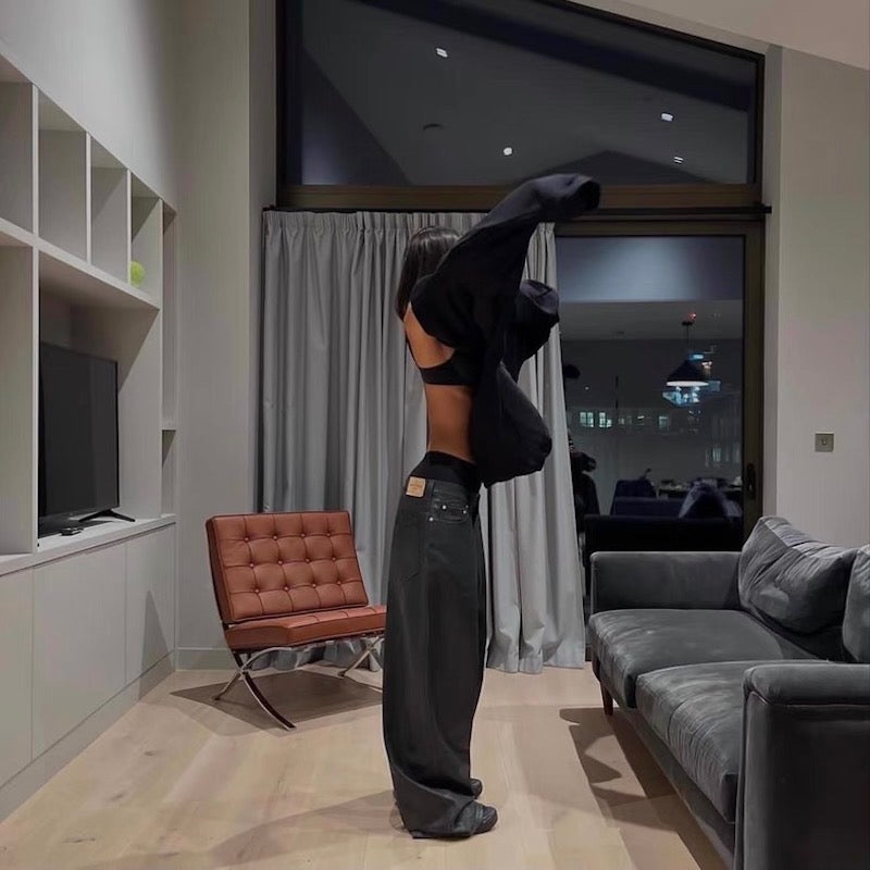 ZJ BLACK WIDE-LEG JEANS