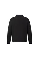 BLACK BUTTONS COLLAR LS TEE