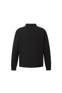 BLACK BUTTONS COLLAR LS TEE