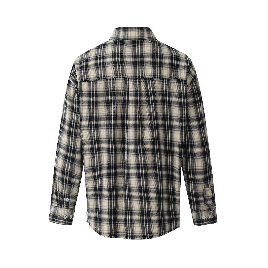 WIIKN RIPPED CREAM AND BLACK LONGSLEEVES SHIRT