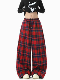 RED PLAID CASUAL PANTS
