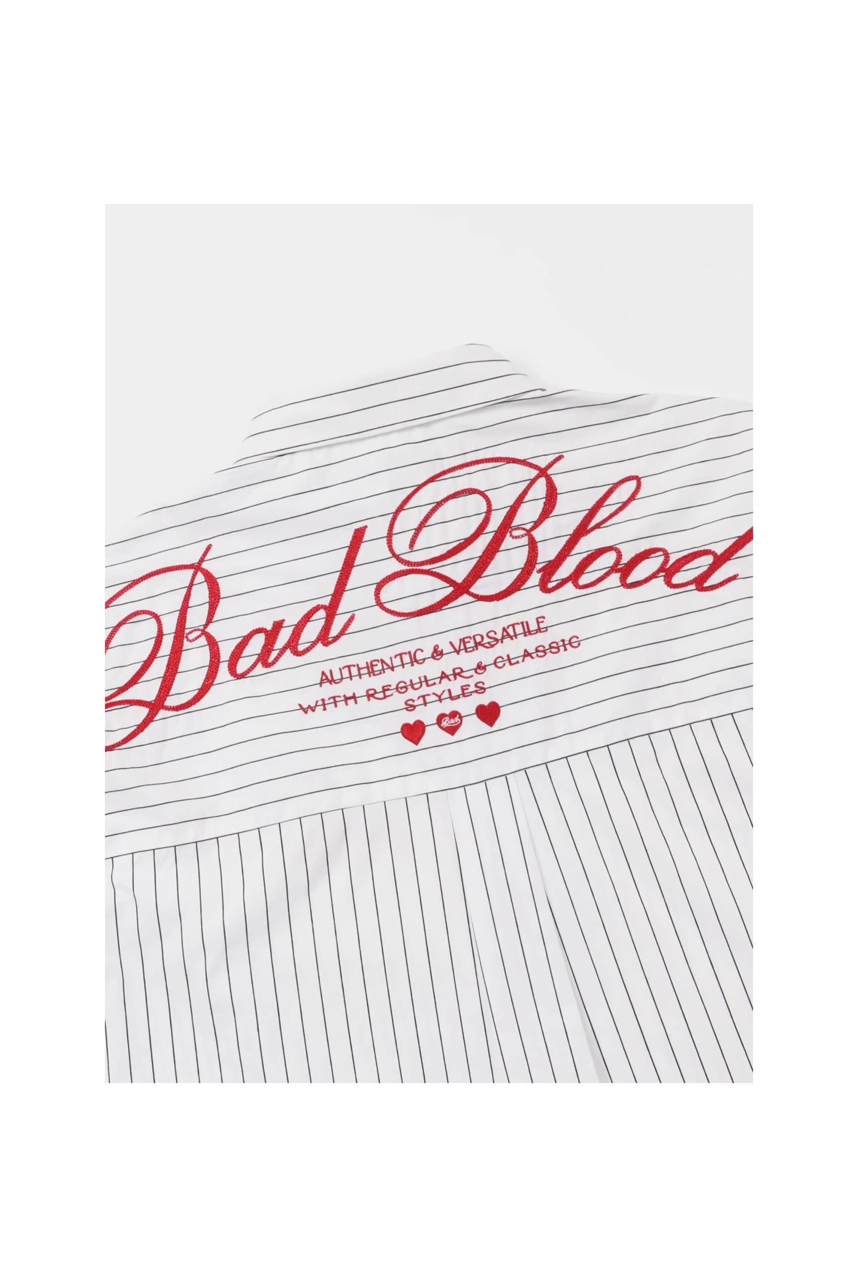 BAD BLOOD STRIPED WHITE & BLACK SHIRT