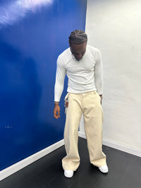 YD 93 PLAIN CREAM 2 IN 1 OFFICE PANTS