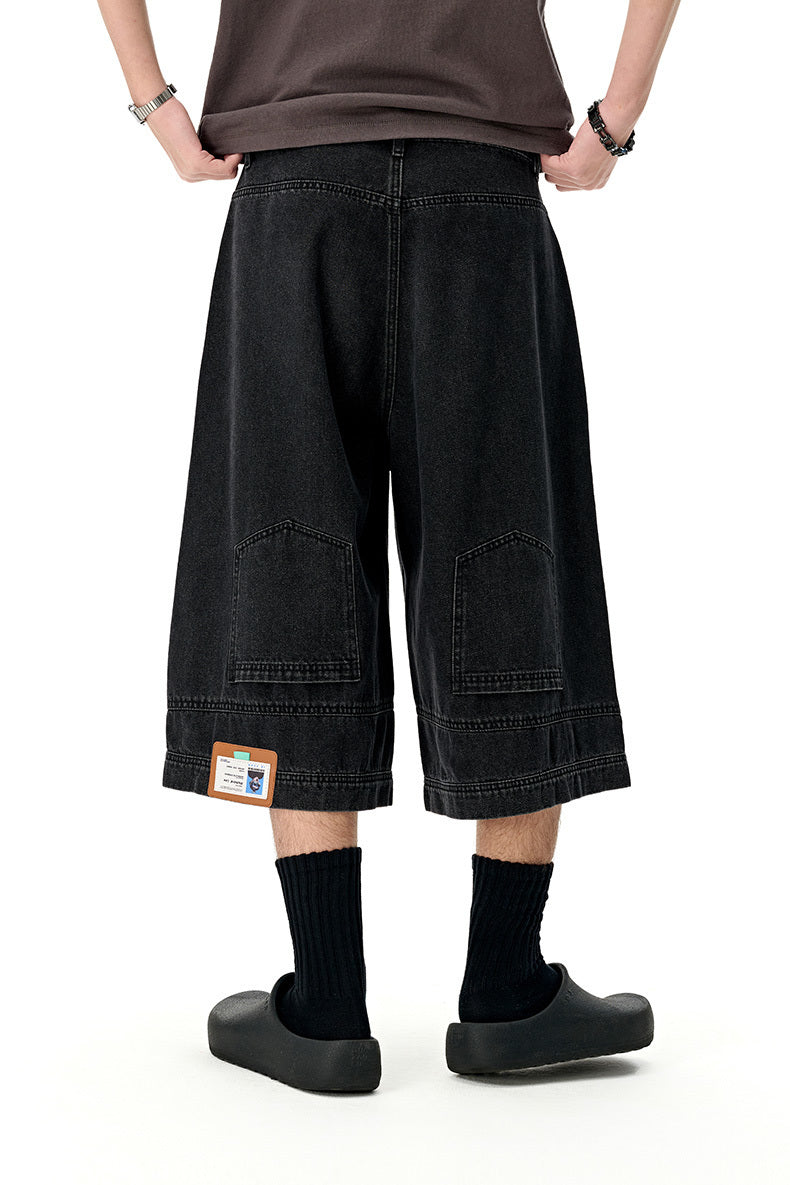 POCKET DOWN BLACK SHORTS