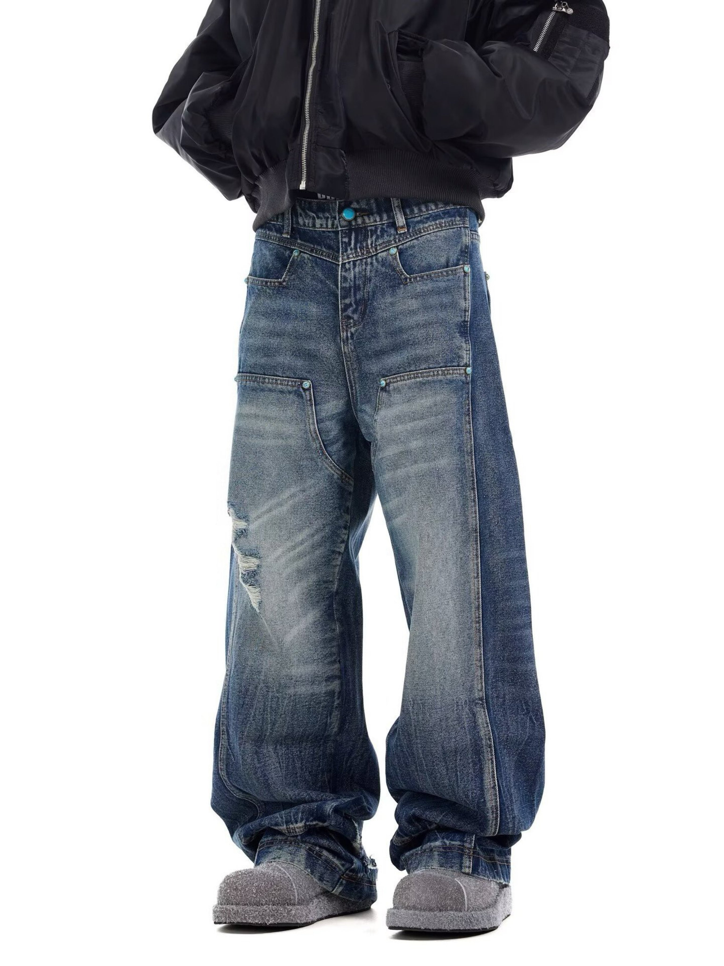 BLUE TACTICAL CARGO JEANS
