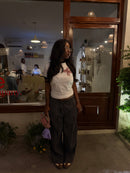 STRIPED WIDE LEG PANTS