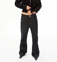 THREADED BLACK BOTTOM FLARE DENIM