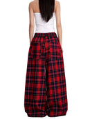 RED PLAID CASUAL PANTS
