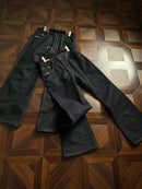 THREADED BLACK BOTTOM FLARE DENIM