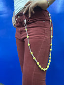 KEYCHAIN YELLOW SKULL BEADS