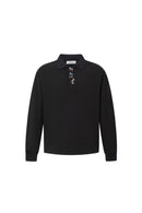 BLACK BUTTONS COLLAR LS TEE