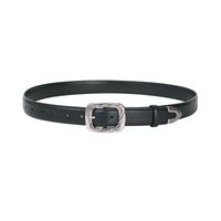 CREST BLACK LEATHER BELT